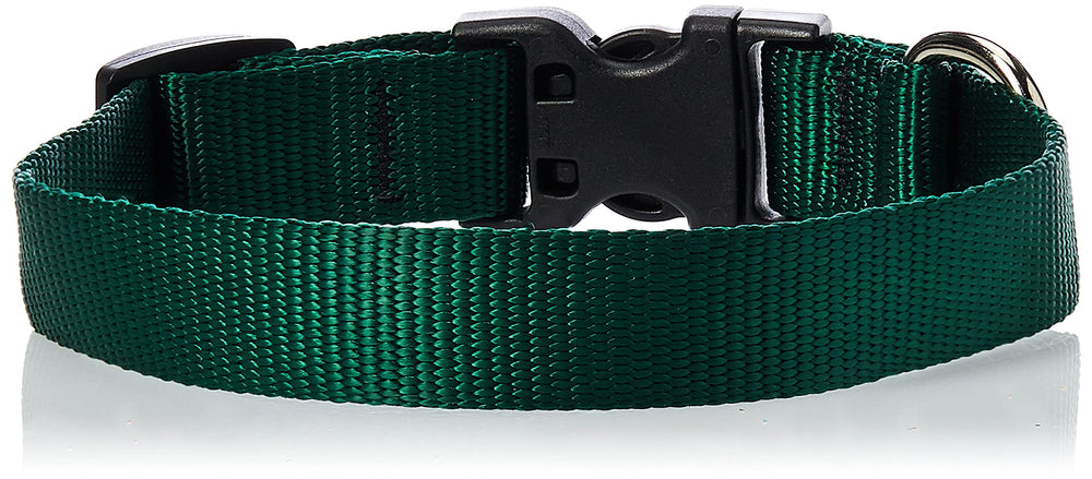 LupinePet Basics, hebilla lateral de liberación en verde, práctica para collar ajustable.