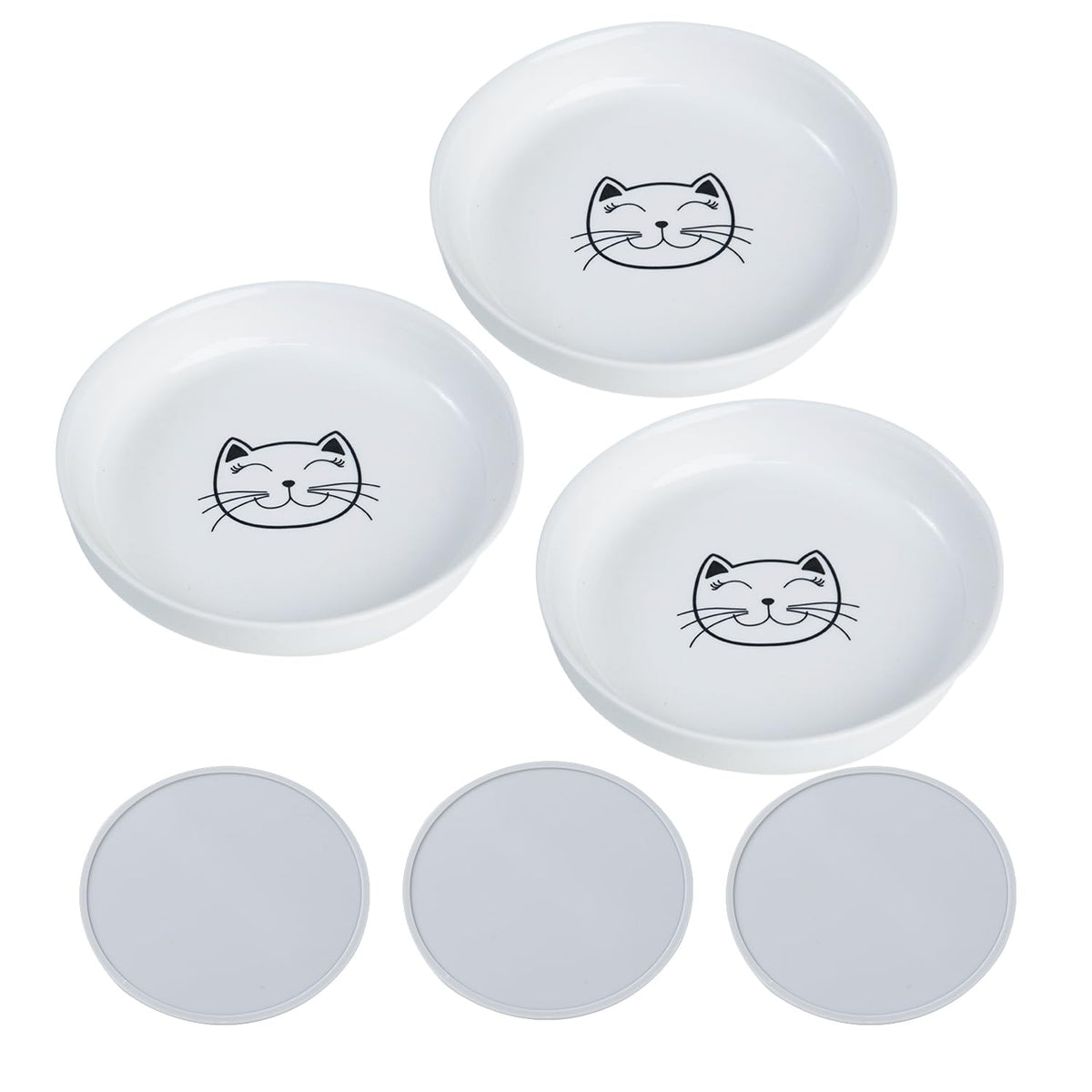 Lusifaco pack 3 tazones ceramica blancos para comida y agua