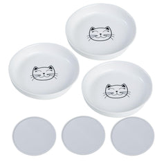 Lusifaco pack 3 tazones ceramica blancos para comida y agua