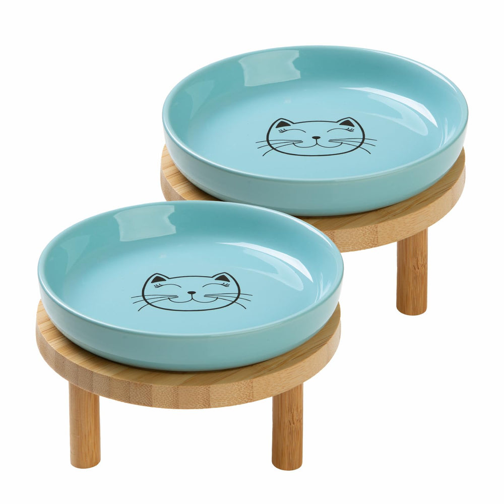 Platos elevados de Lusifaco para gato, ancho cómodo para bigotes y comida fácil.