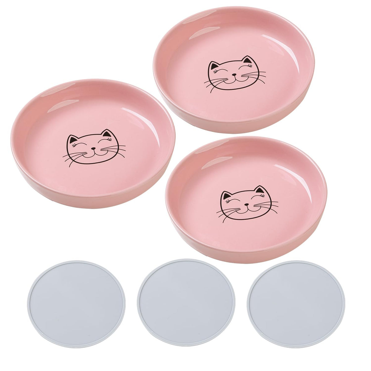 Plato de cerámica Lusifaco con borde bajo para gatos, facilita comer sin irritar bigotes.