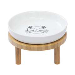 Tazones Lusifaco elevados de cerámica con base de bambú para comer con estabilidad.