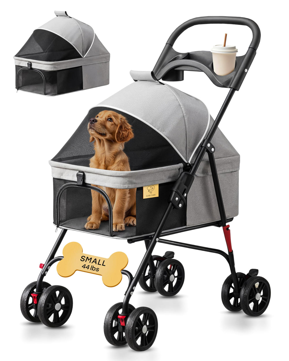Cochecito LUXE CARES con malla frontal para mejor ventilación