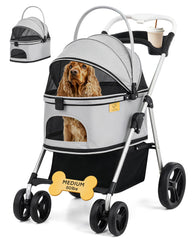 LUXE CARES: cochecito plegable con 4 ruedas para paseos estables.
