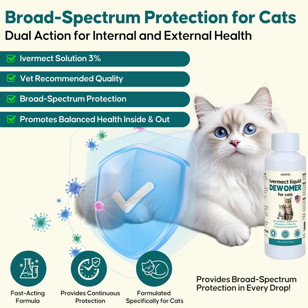 LuxeVib lvermect para gatos, gotas para incorporar al alimento.