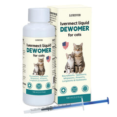 LuxeVib lvermect para gatos, botella de 100 ml para uso diario.