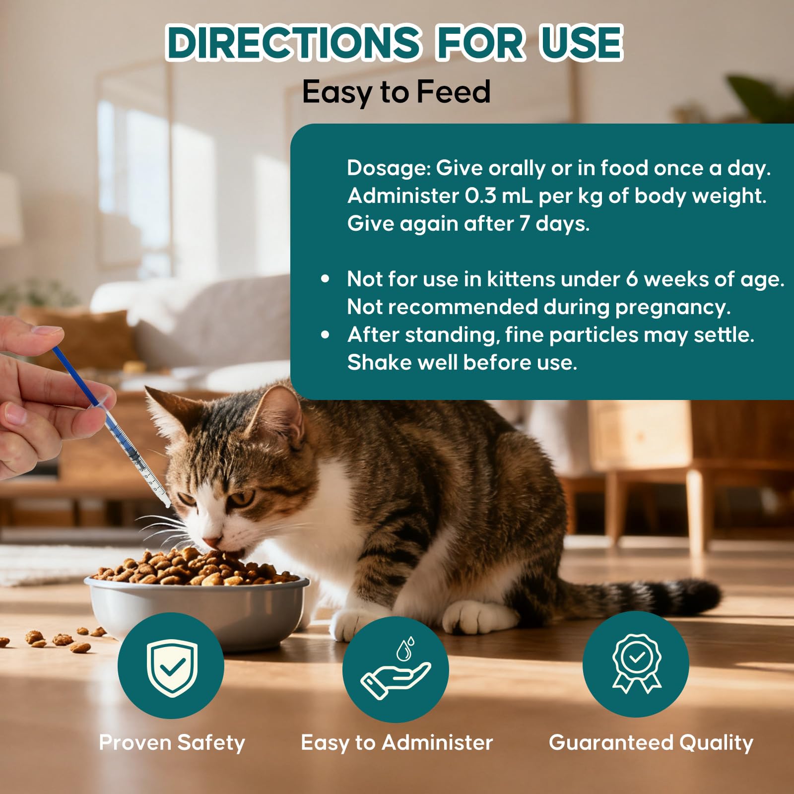 LuxeVib lvermect para gatos, envase compacto y fácil de almacenar.