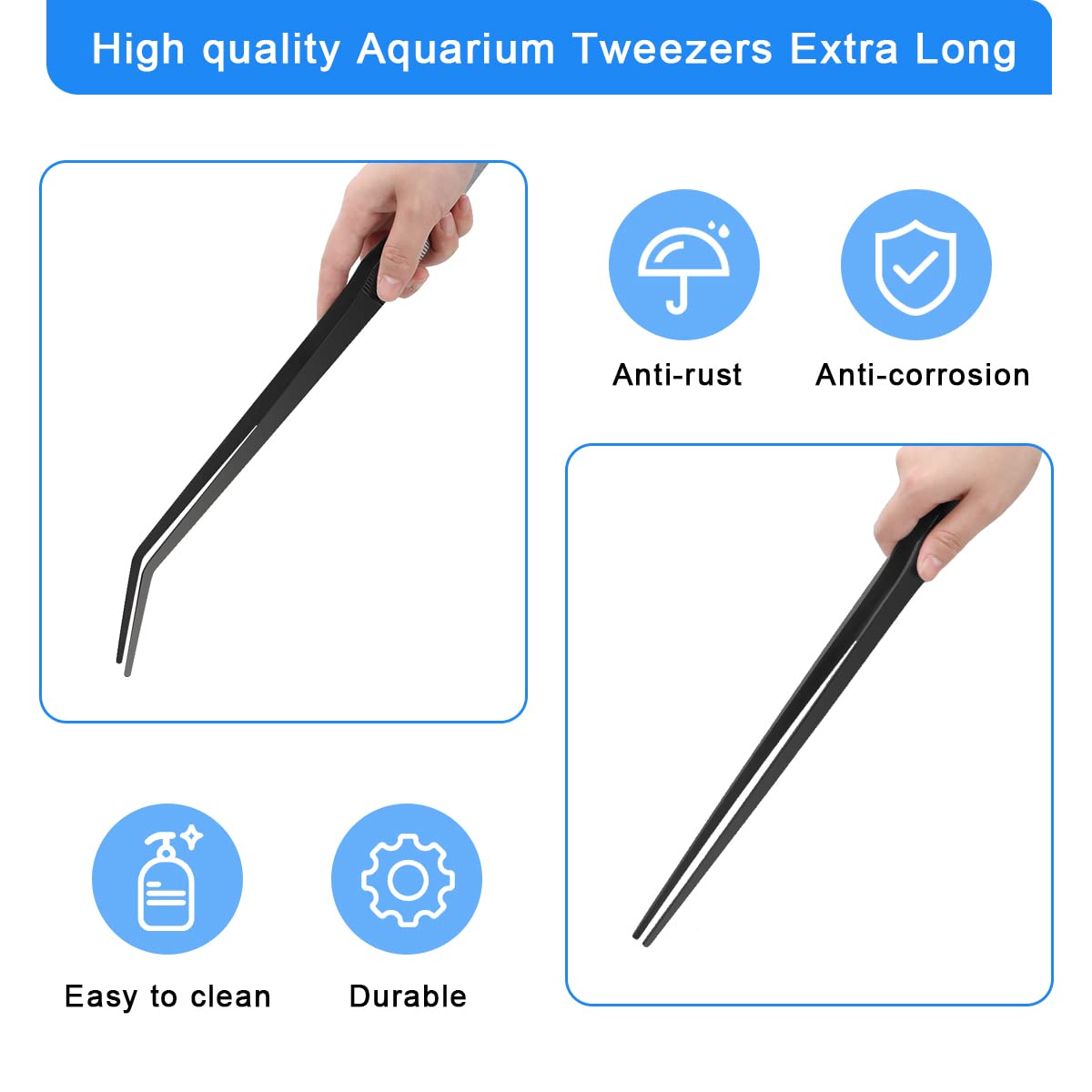 Luxiv pinzas acuario largas para alimentar peces y reptiles con precisión.