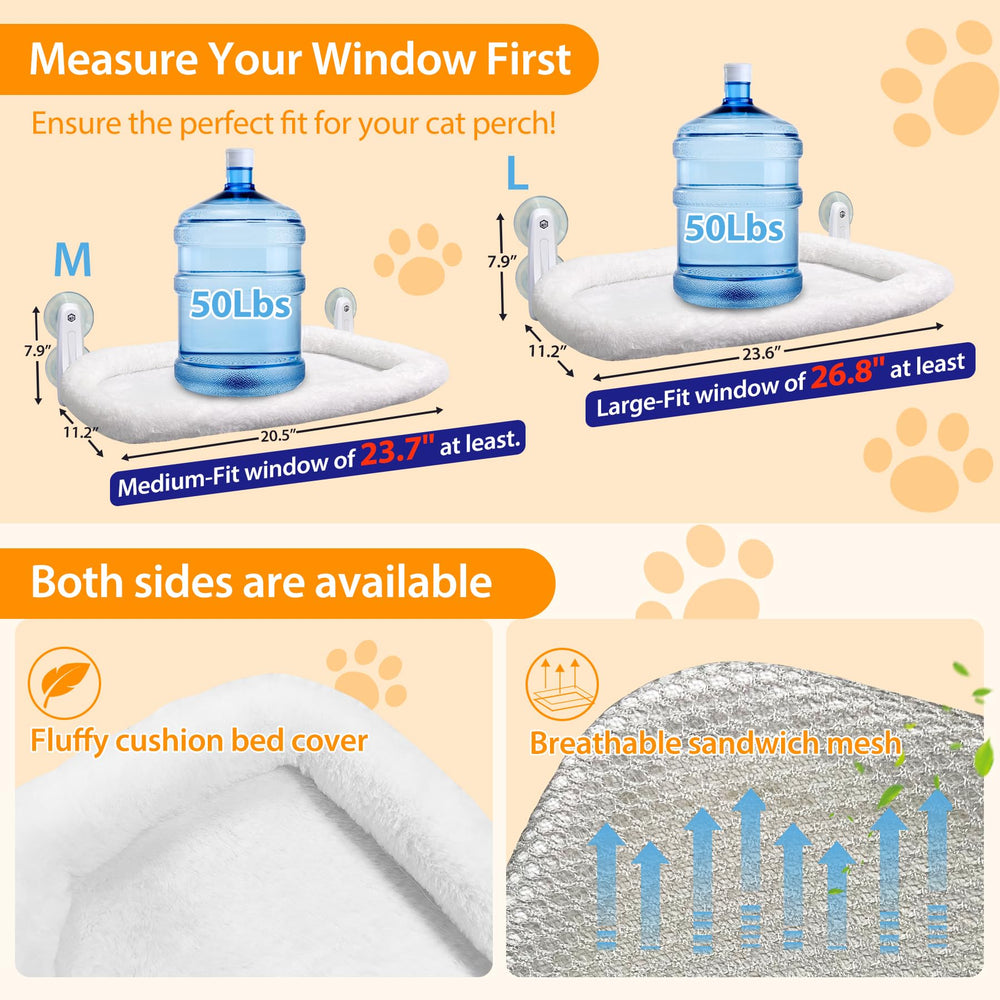Instalación fácil de la hamaca de ventana para gatos con instrucciones simples.