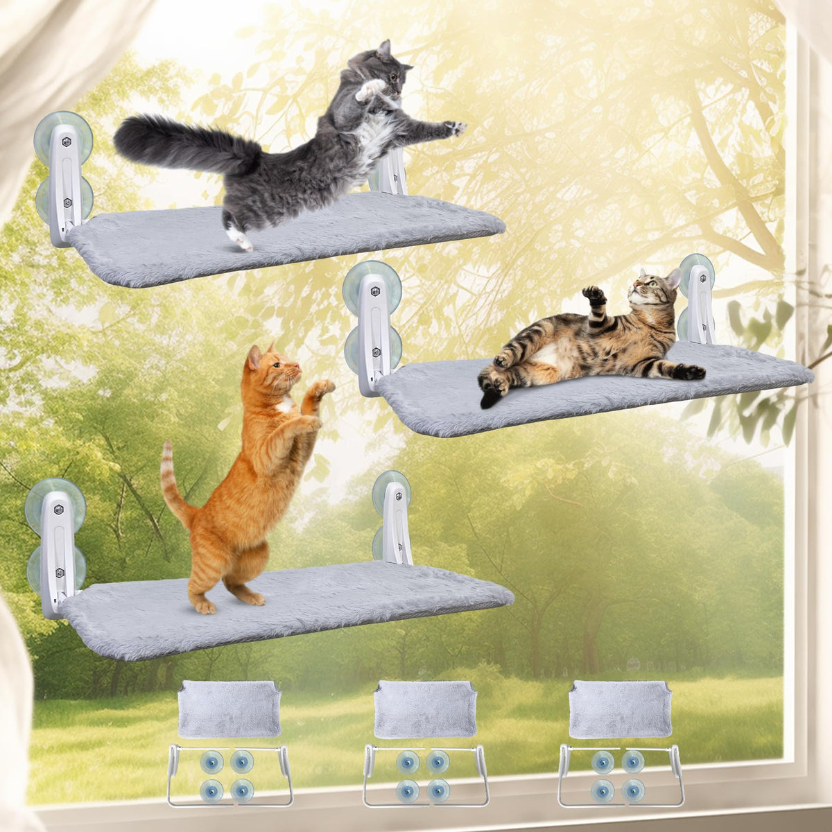 Percha de ventana para gatos de L&W BROS con vista panorámica para observar desde casa.