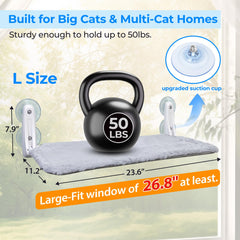 L&W BROS ventosas para ventana, sujeción fuerte hasta 50 libras, seguridad para gatos