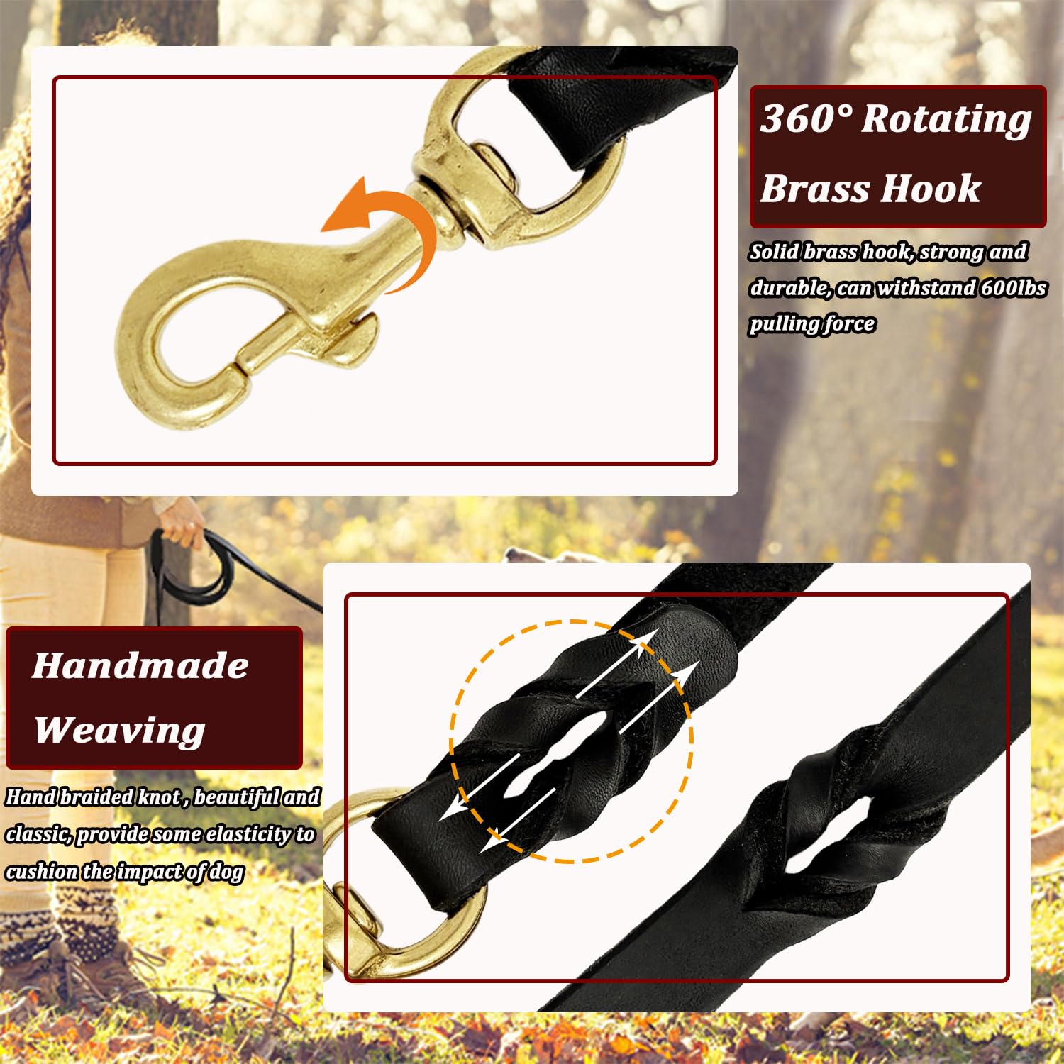 LWBMG correa de cuero resistente, ideal para entrenar perros grandes.