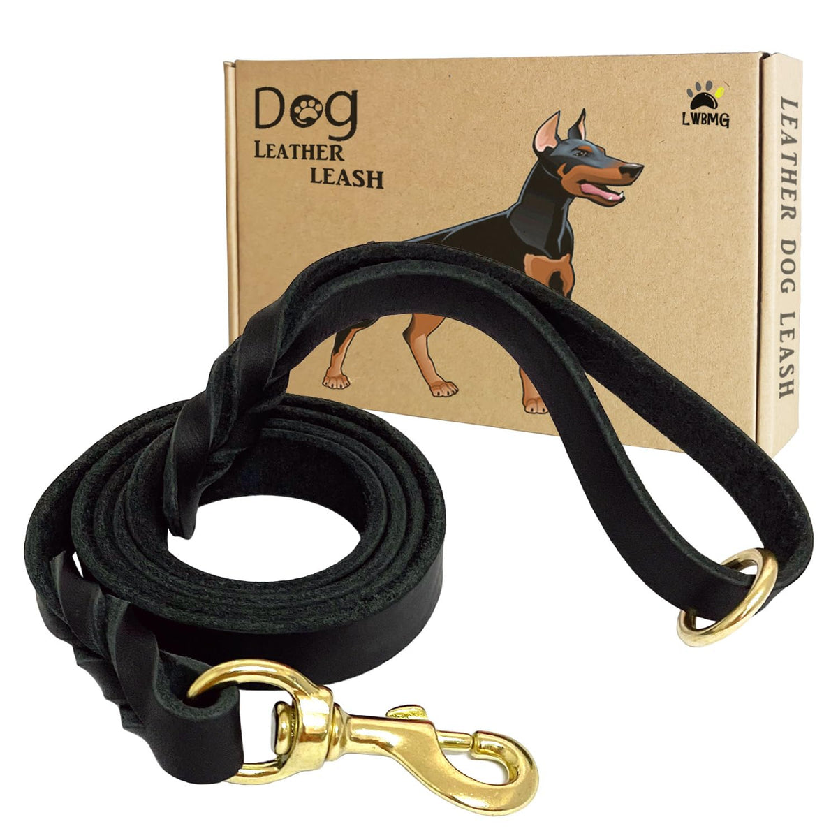 LWBMG correa de cuero para perros, 4 pies, trenzada, ideal para entrenamiento