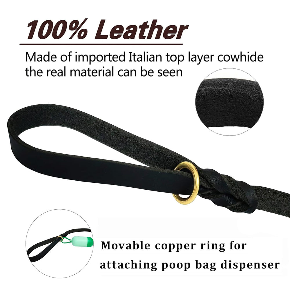LWBMG correa artesanal de cuero para perros grandes, estilo trenzado