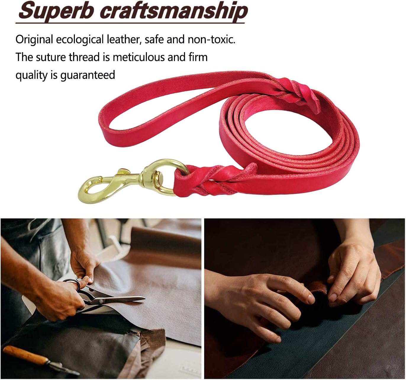La correa LWBMG con diseño manual en cuero es duradera y artesanal.
