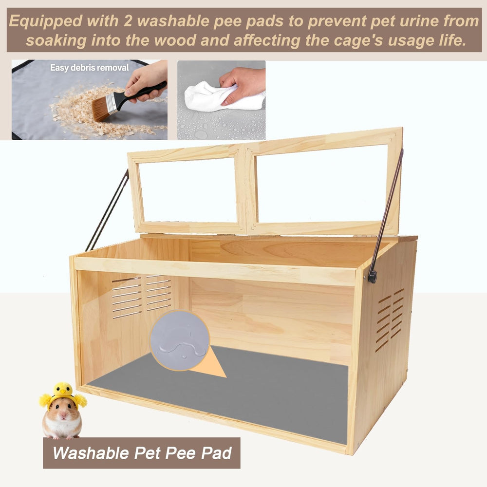 LWYMX jaula de madera para hámster, acceso doble para cuidar a tu mascota.