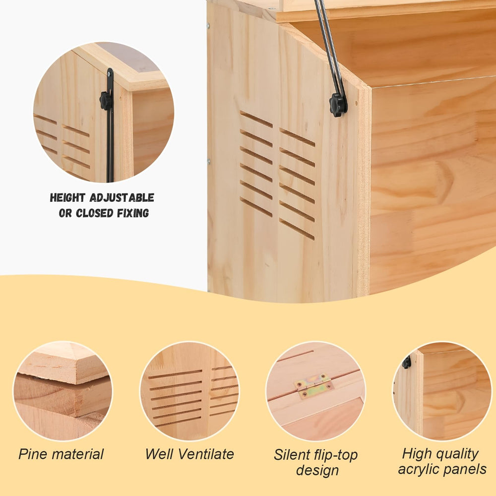 LWYMX jaula de madera para hámster, espacio amplio para túneles y ruedas.
