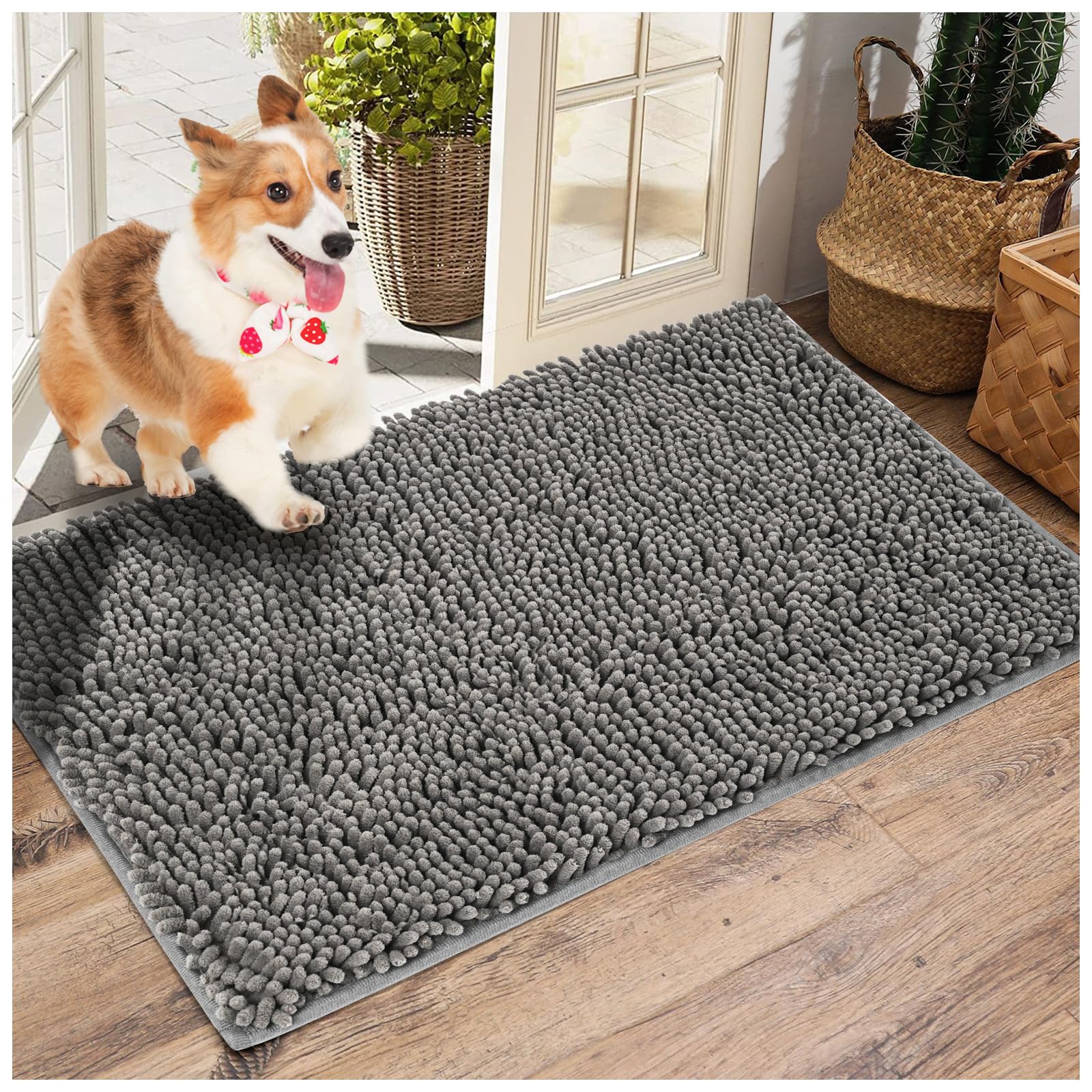 LWYYQB alfombra chenille suave para perros, confort al entrar en casa