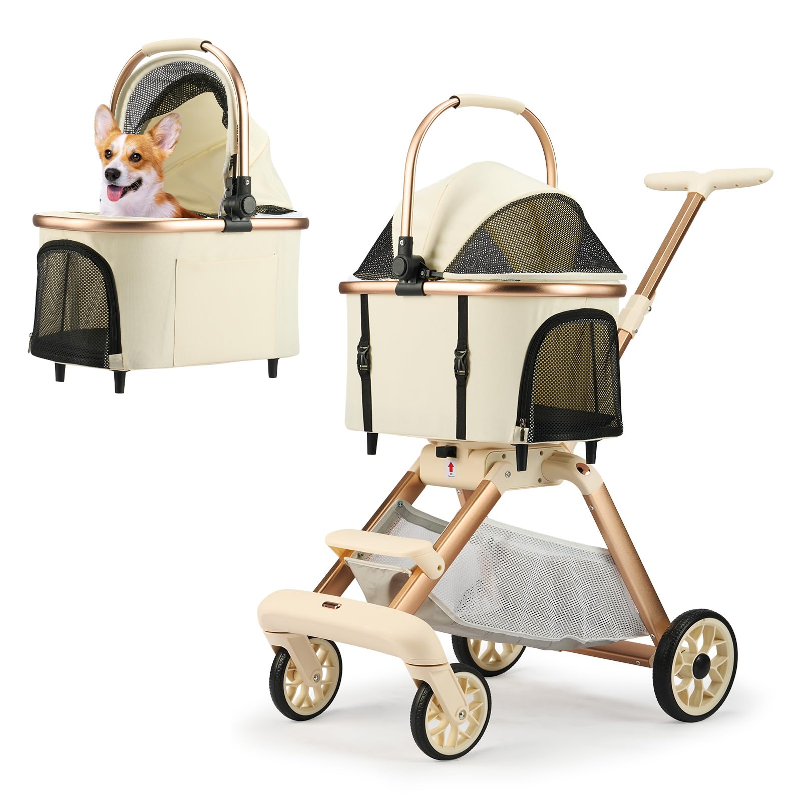 LXEVRA Paseador 3 en 1 para mascotas medianas, ideal para viaje y paseo.