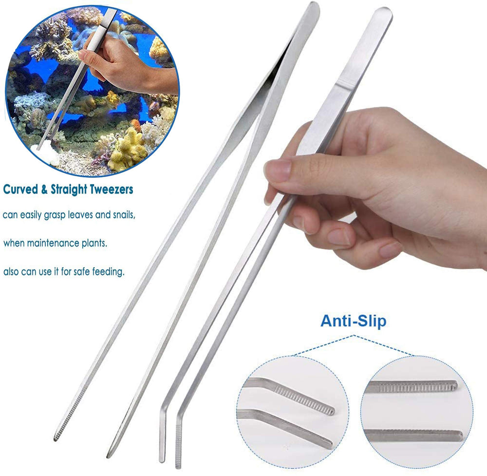 Lxiyu conjunto de herramientas para acuarismo, tijeras curvas para recorte limpio.