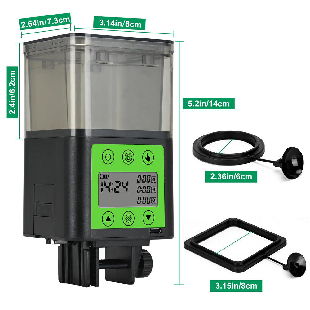 Lychee alimentador automático, temporizador electrónico para programar raciones con precisión.