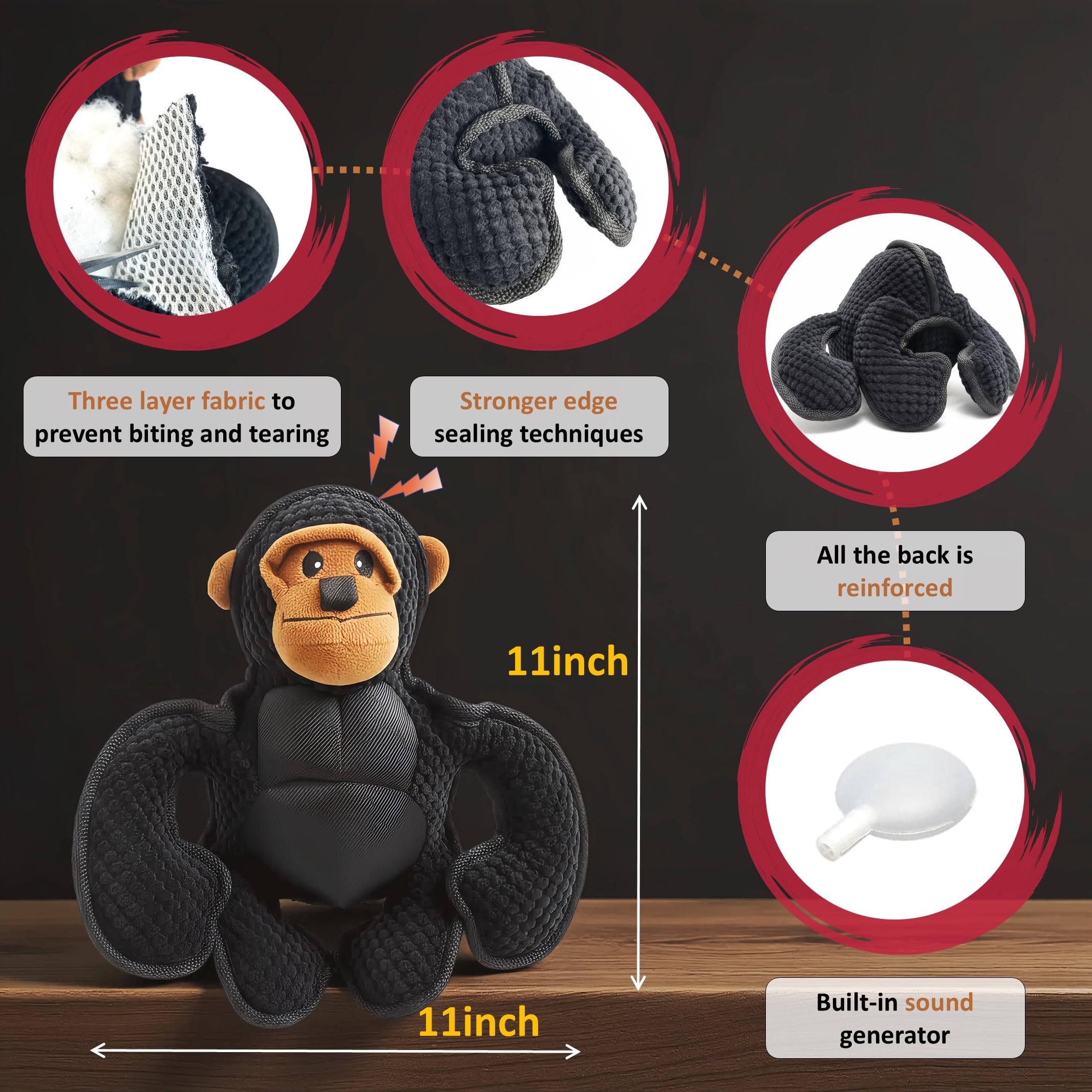 LydaPKS Gorila peluche lavable a máquina para higiene.