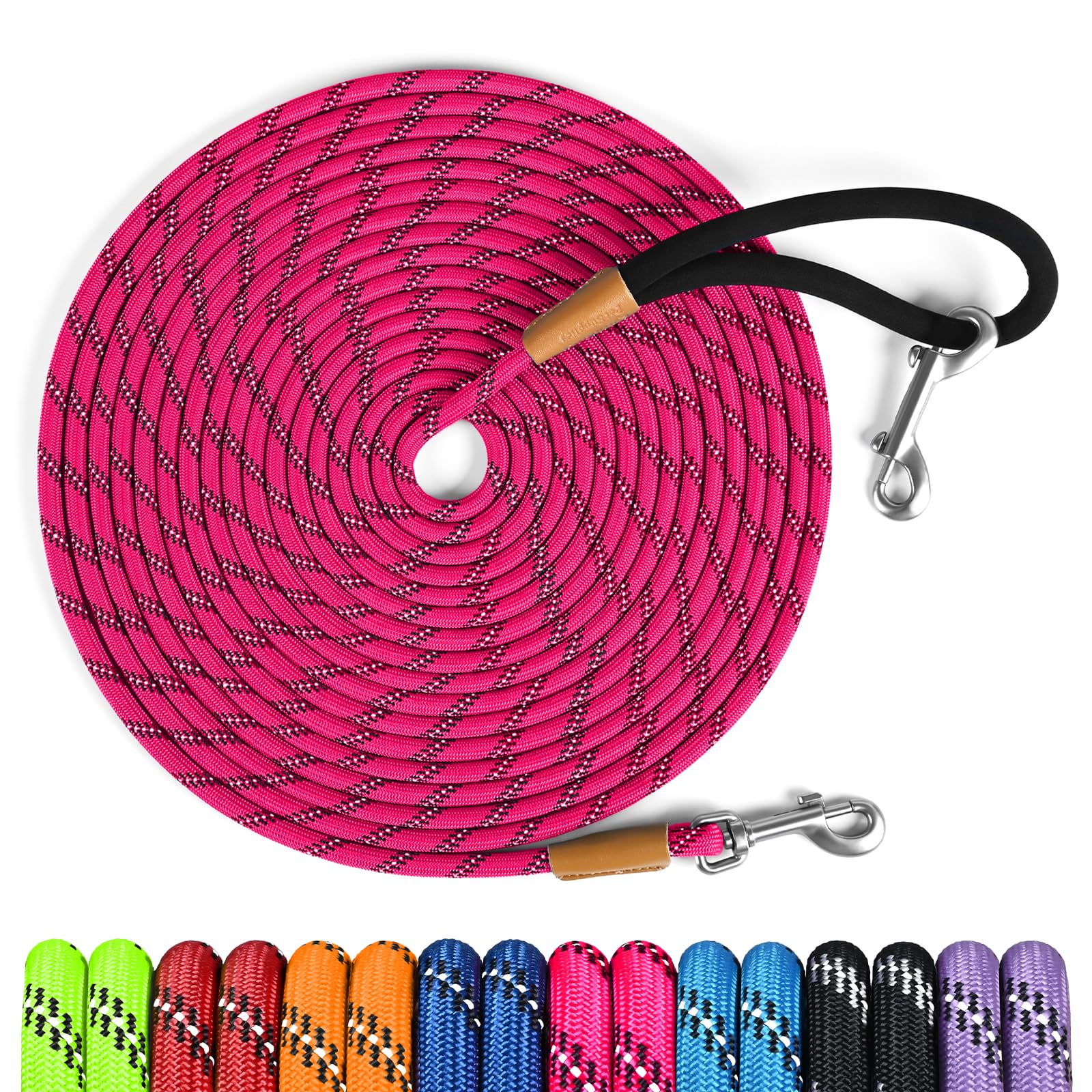 Lynxking cuerda de entrenamiento para perros 50 pies con mango acolchado, ideal para entrenamientos externos.