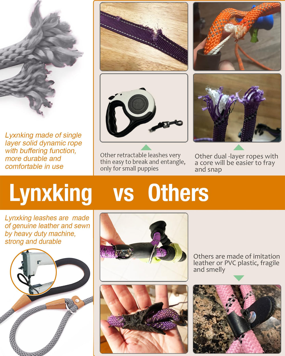 Lynxking nudo trenzado reforzado para mayor durabilidad.