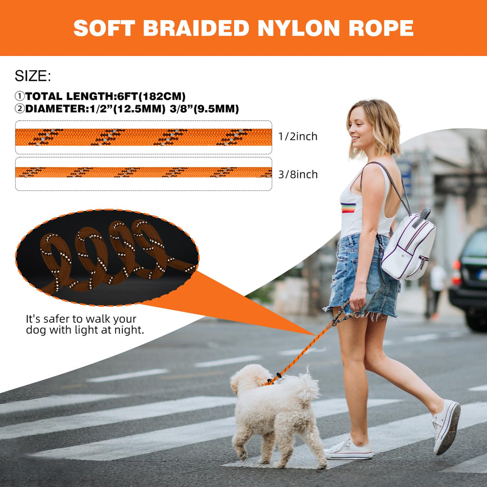Lynxking Slip Lead con nudos forrados en cuero, durabilidad y control.
