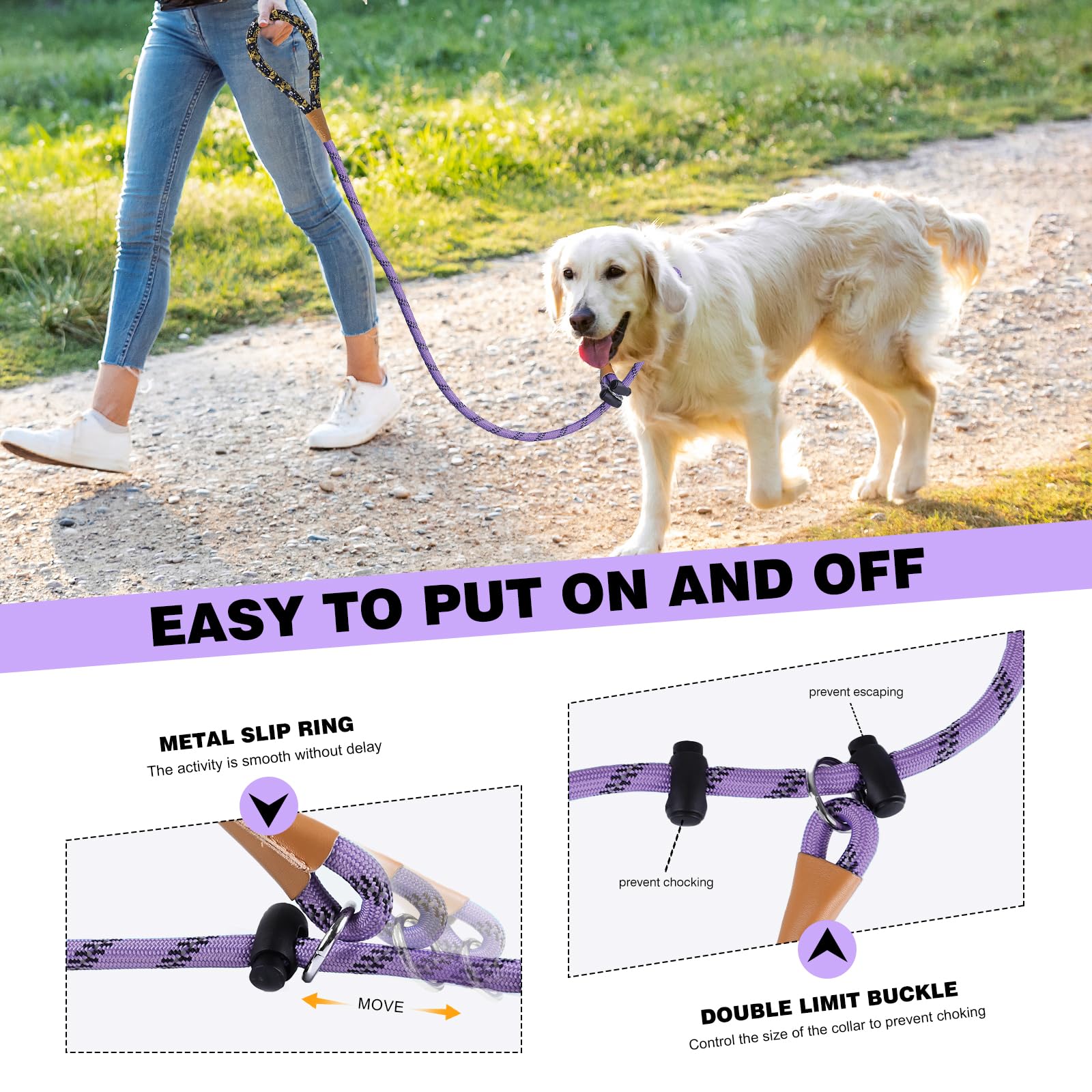 Lynxking Slip Lead con ajuste seguro para entrenar sin tirones