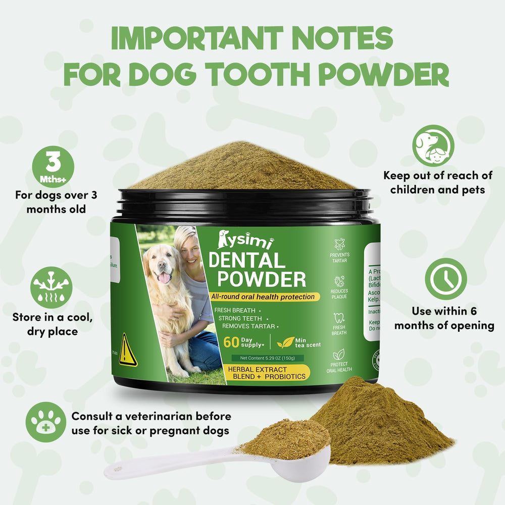 Lysimi Polvo Dental para Perros, funciona con cualquier cepillo y pasta