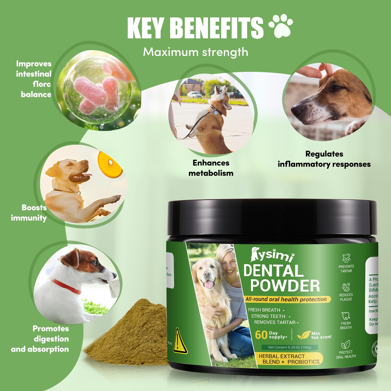 Lysimi Polvo Dental para Perros, enfoque diario para higiene bucal