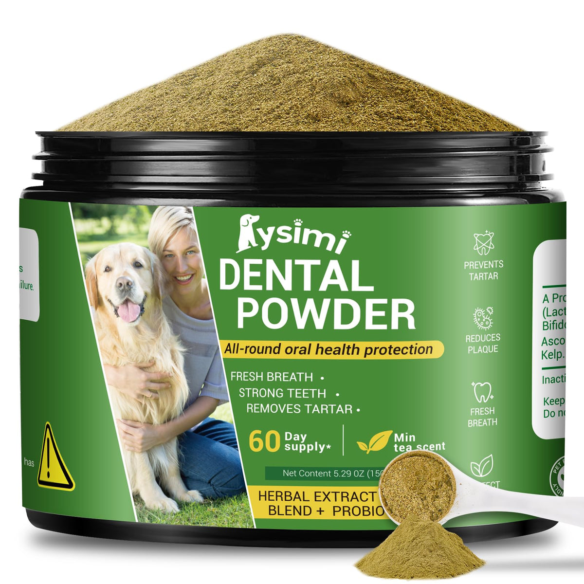 Lysimi Polvo Dental para Perros en envase, ideal para uso diario