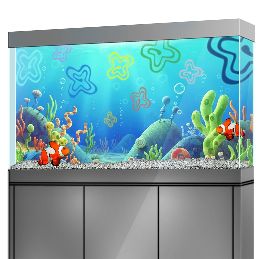 LYYAB fondo acuario con dibujos de animales, mejora la estética y oculta cables.