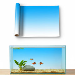 Fondo LYYAB para acuario con gradiente blanco-azul, mejora la estética del tanque.