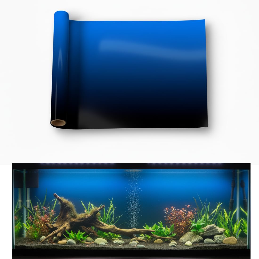 Fondo acuario LYYAB negro-azul degradado para un aspecto vibrante.
