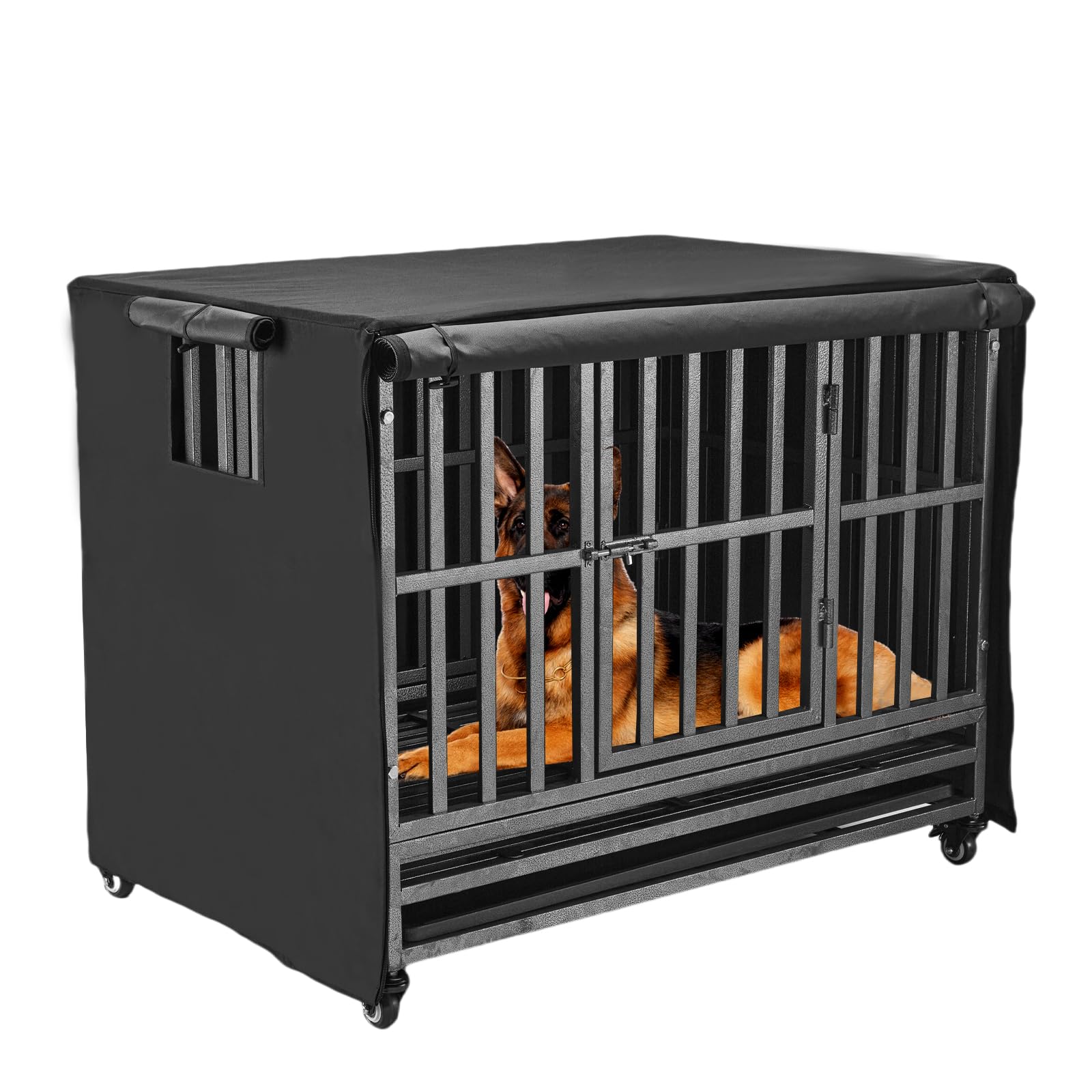 M JJYPET cubre-jaula 42 pulgadas con puerta frontal para mayor privacidad.