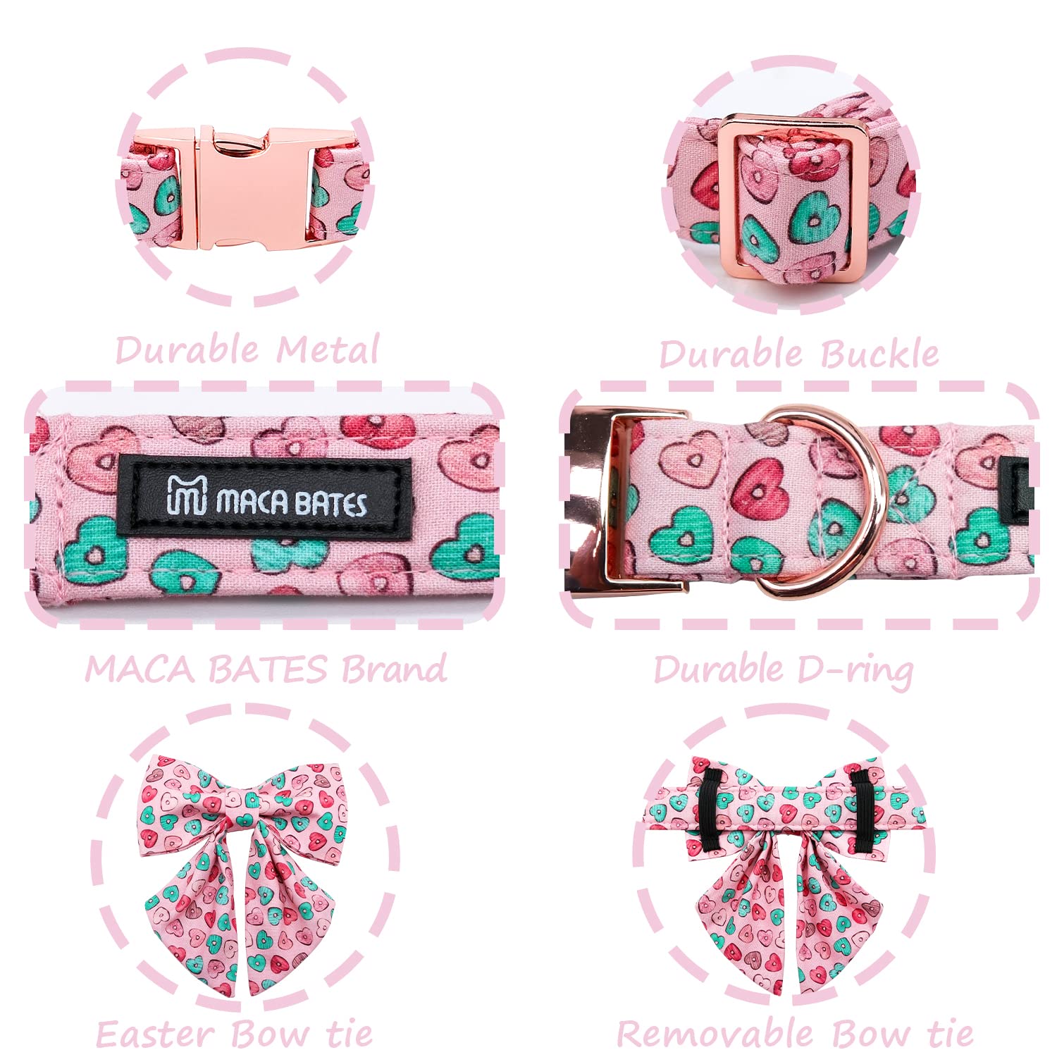Collar M MACA BATES con cierre resistente que soporta tirones moderados.