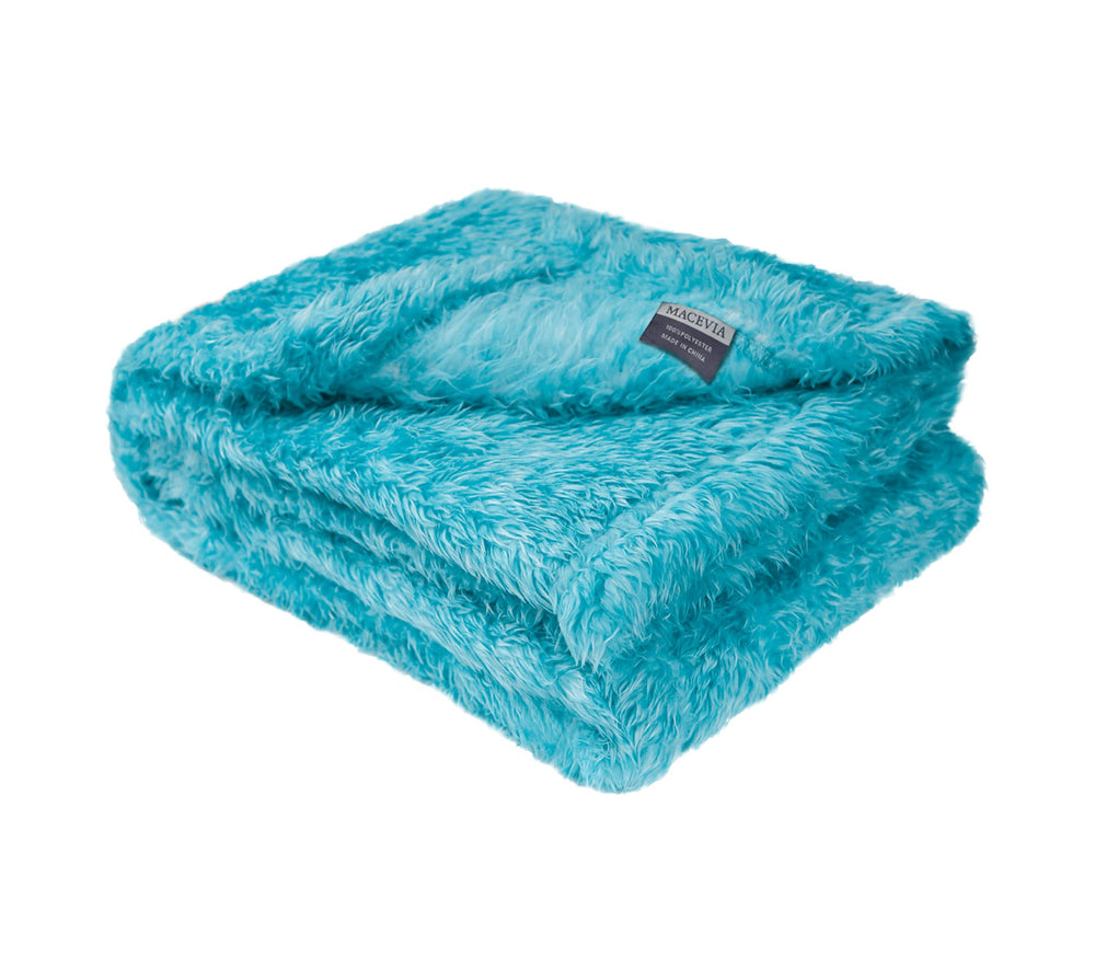 MACEVIA manta peluche azul marino con textura suave para dormir mejor.