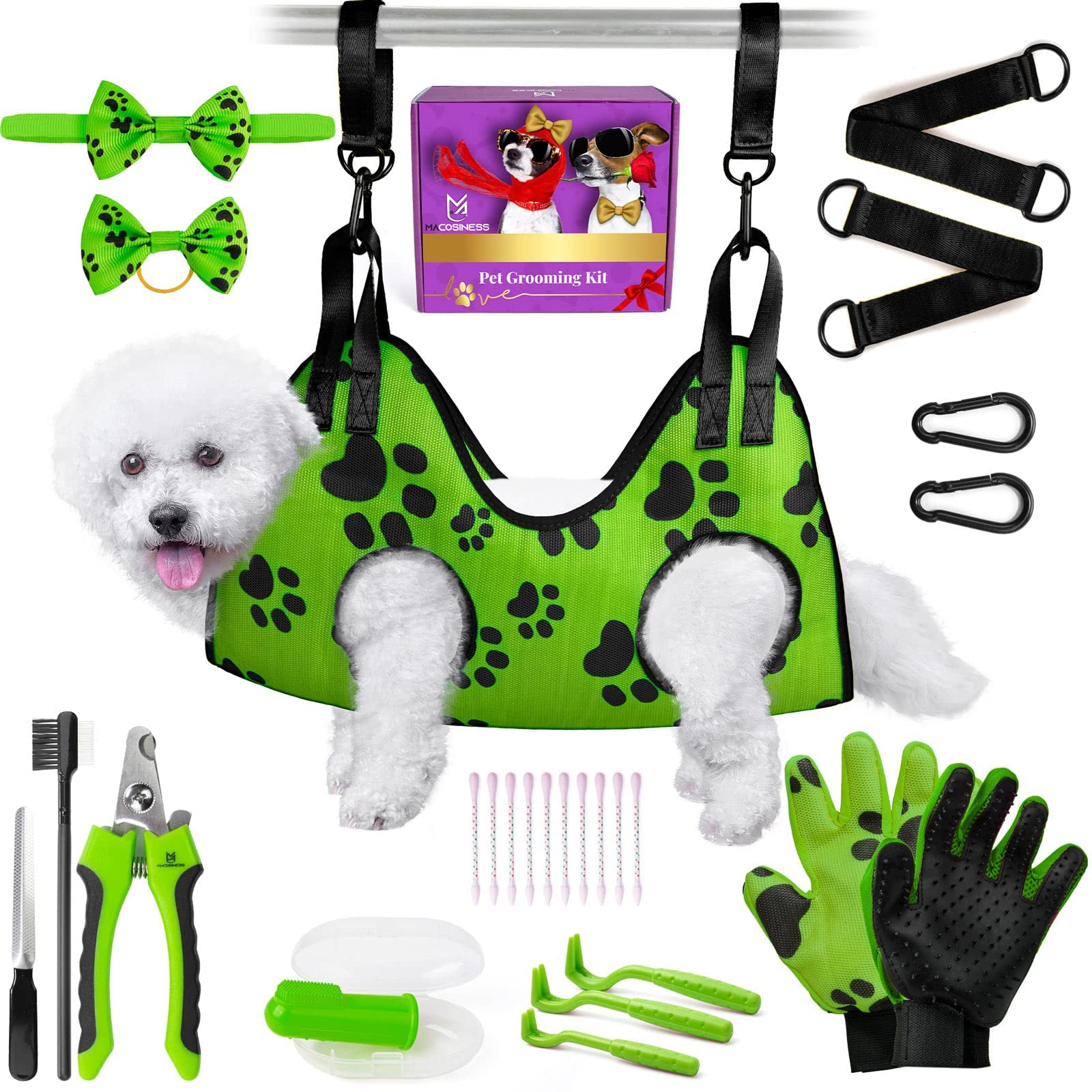 MAcosiness hamaca de cuidado para perros con diseño de patas, soporte estable para mani-pedi