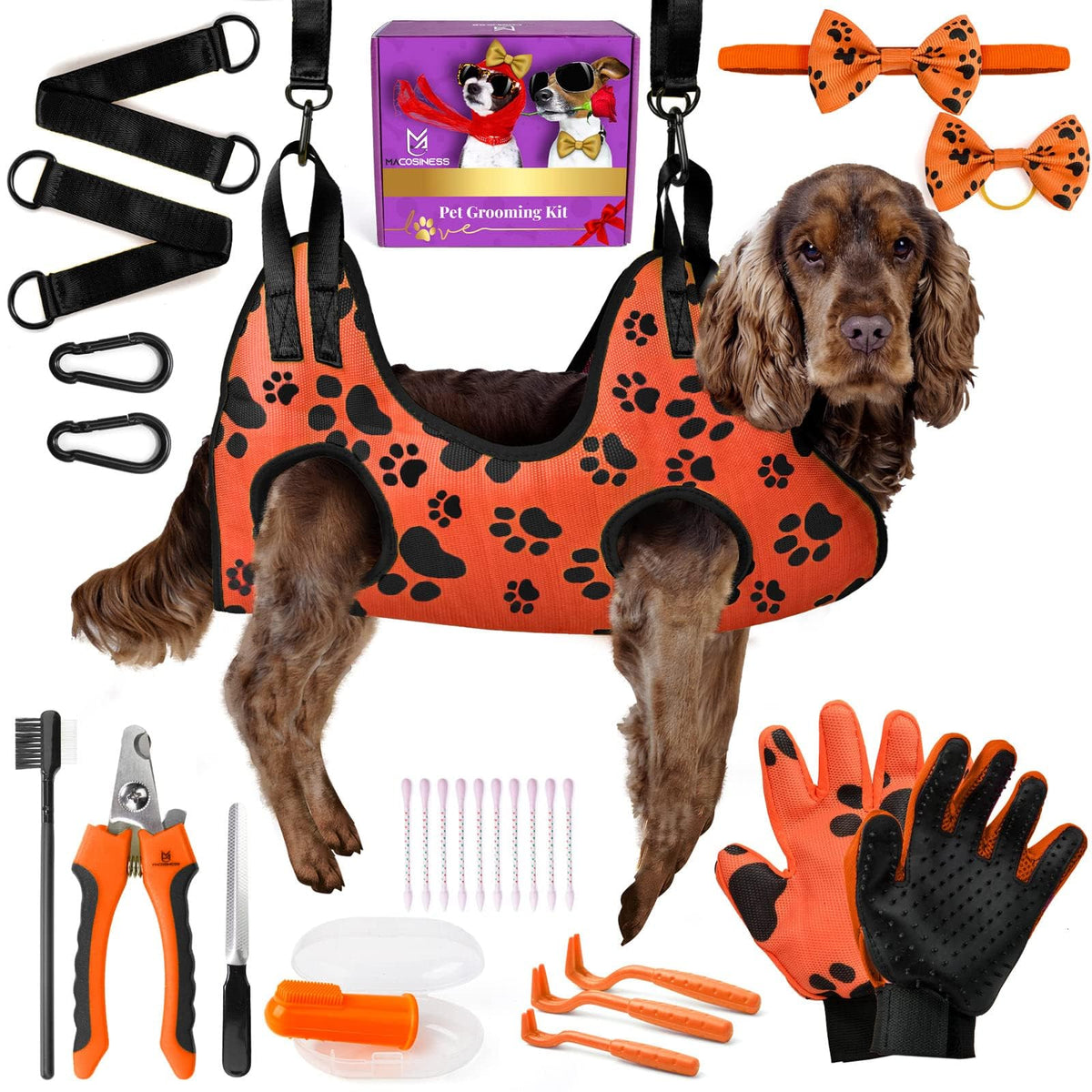 MAcosiness hamaca de grooming para mascotas; visual central para cuidado cómodo y seguro.