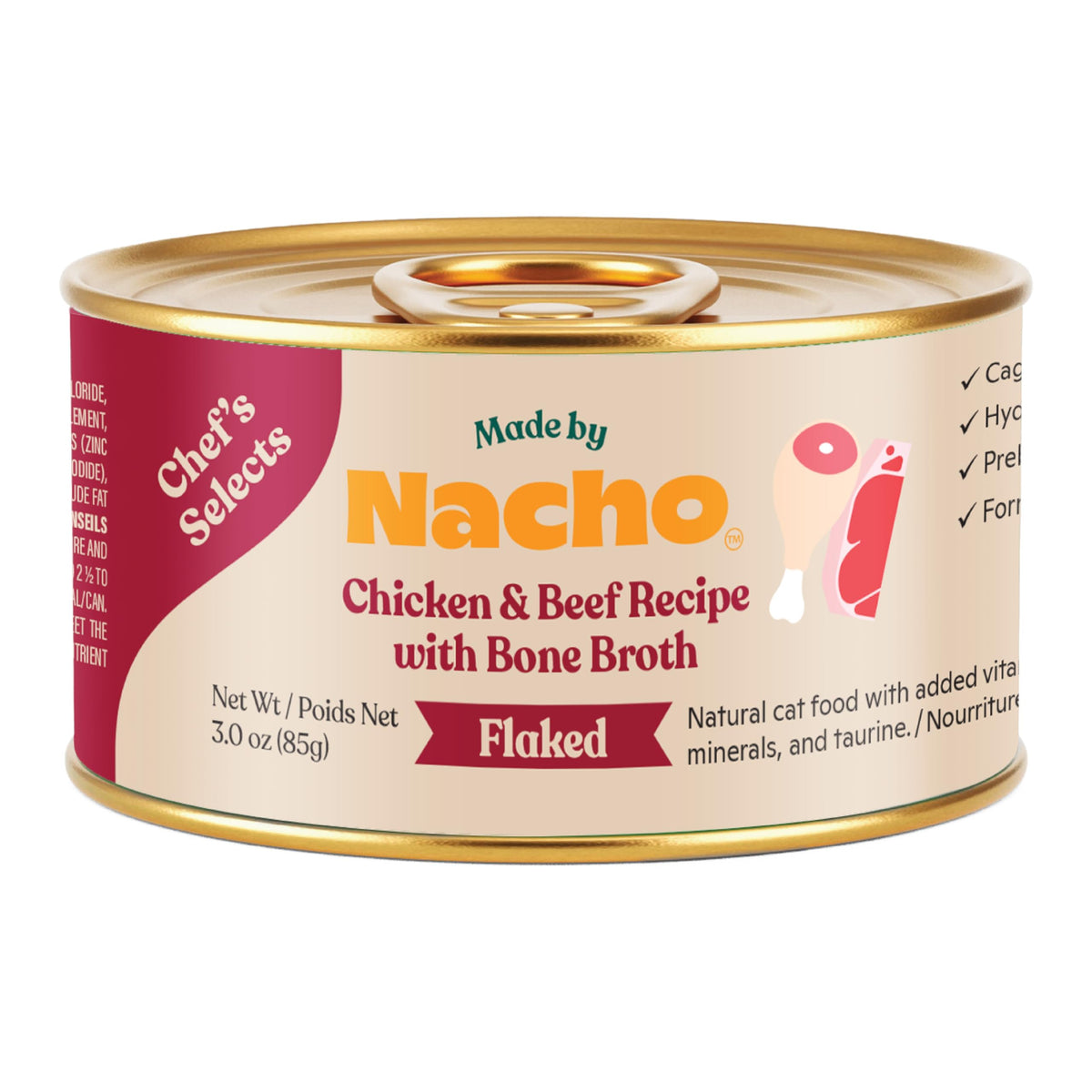 Made by Nacho filetes rebanados en caldo de huesos, sabor nutritivo.