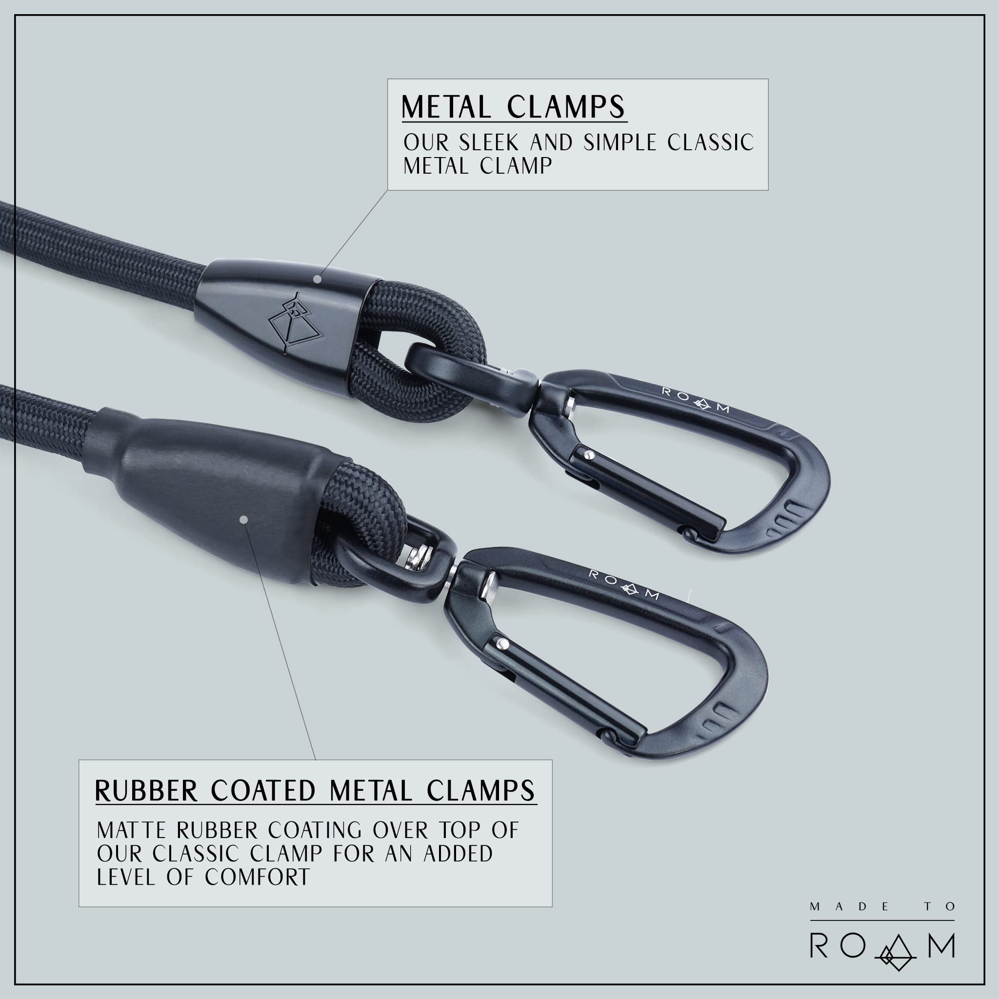 MADE TO ROAM abrazaderas metalicas con recubrimiento de goma para mayor durabilidad
