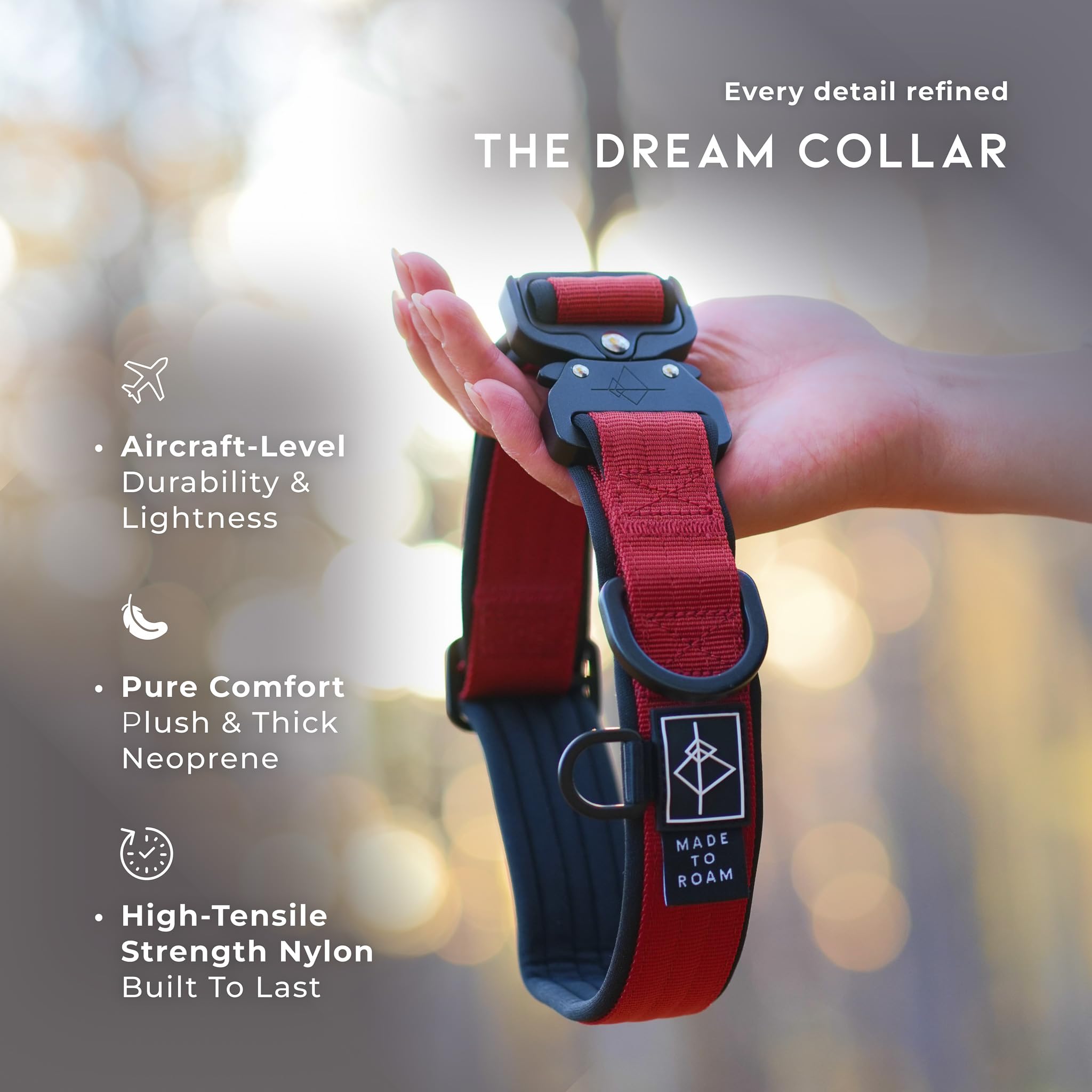 Collar ligero MADE TO ROAM para perros de todas las tallas