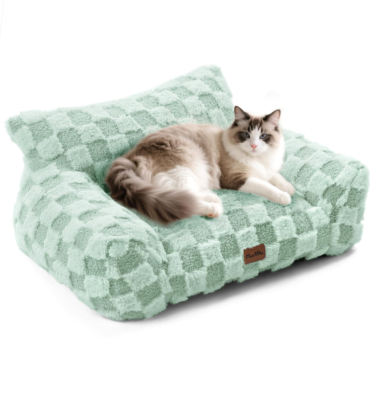 MADE 4 PETS cama gatos interior verde sage pequeña, soporte cómodo para dormir