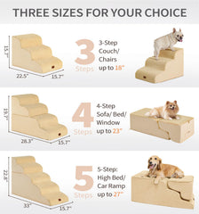 Vista lateral de escalera Made4Pets para cama y sofá, uso cómodo