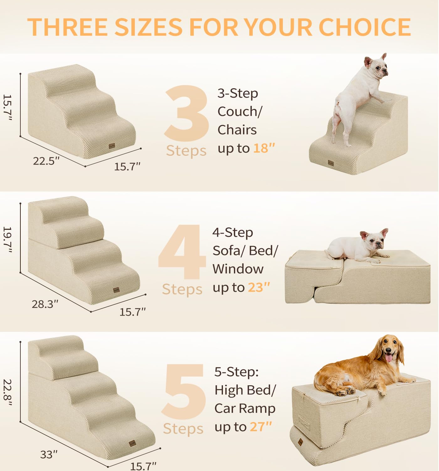 Made4Pets escaleras de perro con espuma 35D para mayor confort en cada subida.