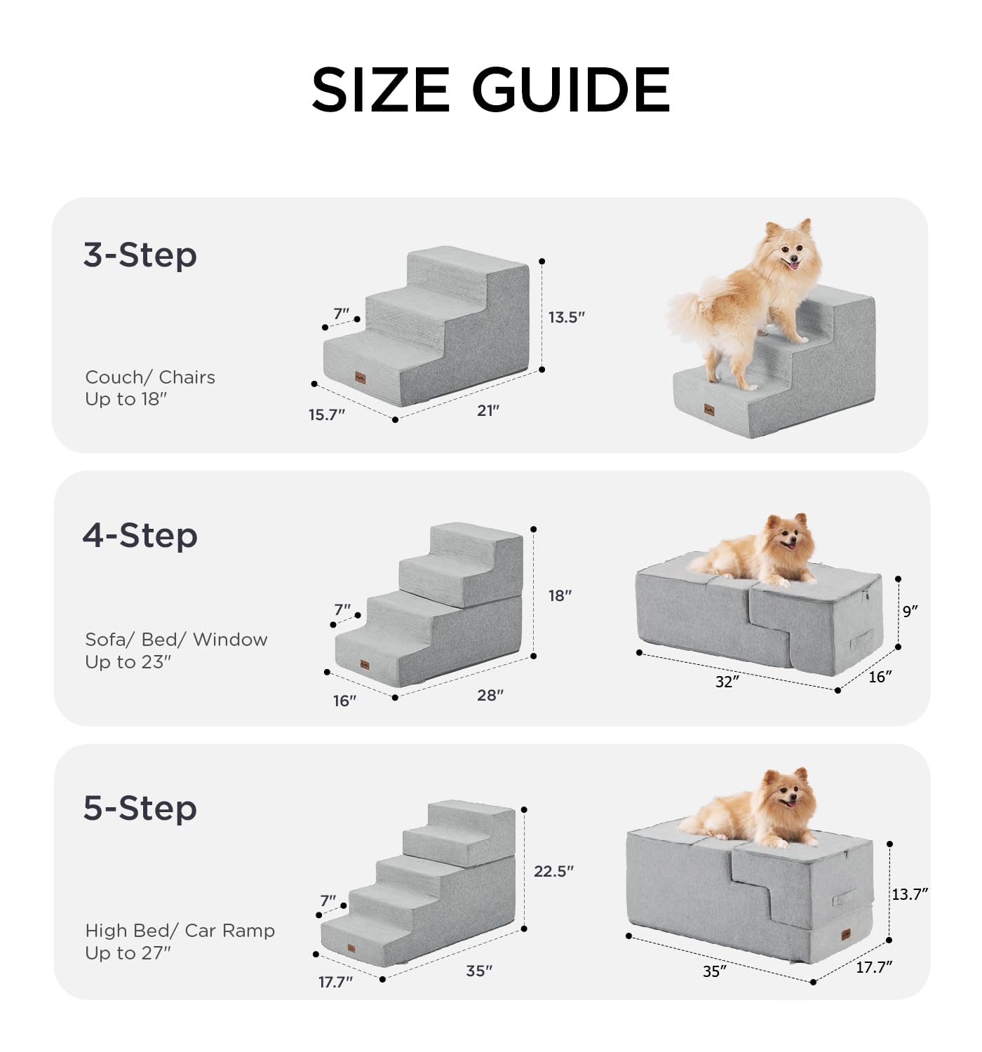 Made4Pets escalones de altura media compatibles con muebles medianos.