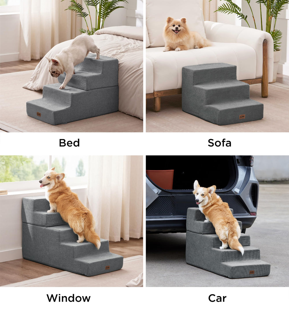 Made4Pets escaleras para perros pequeños, 4 pasos, alcance cómodo para sofás medianos.