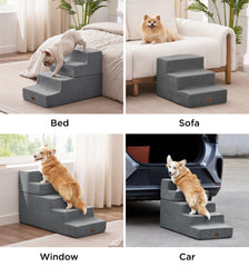 Made4Pets escaleras para perros pequeños, 4 pasos, alcance cómodo para sofás medianos.
